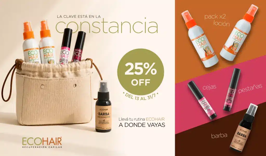 25% de descuento en Pack Loción x2 - Cejas - Pestañas - Barba - Del 13 al 31 de julio de 2026 - tablet