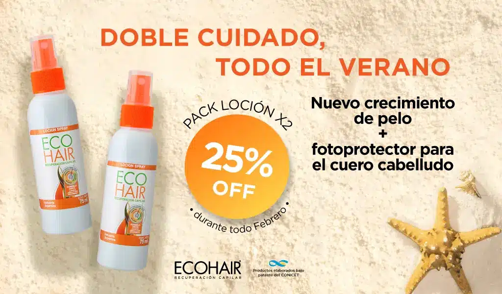 Doble cuidado todo el verano - Locion ECOHAIR x2 - 25% de descuento - Febrero 2026 - 1024x600