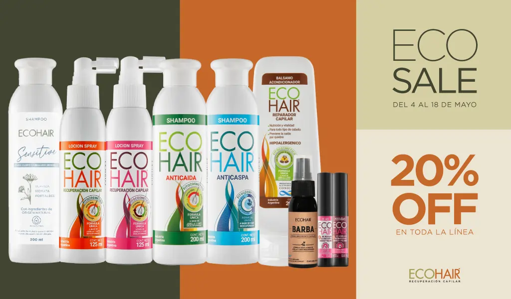 ECO SALE - 20% de descuento en toda la línea ECOHAIR - mayo 2026 - 1024x600
