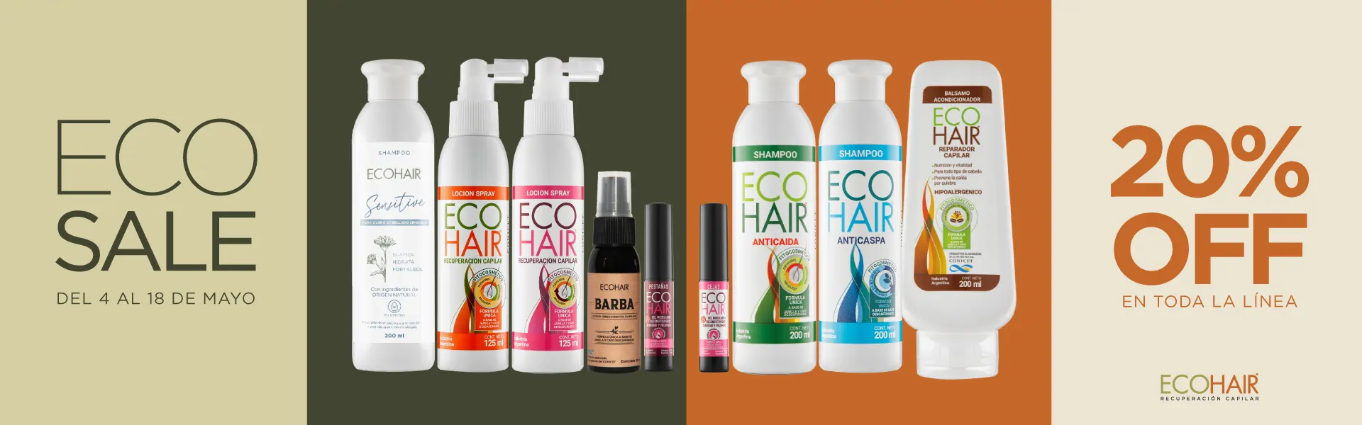 ECO SALE - 20% de descuento en toda la línea ECOHAIR - mayo 2026 - 1920x600