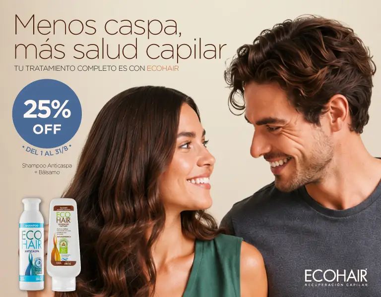 Menos caspa - 25% de descuento - Agosto 2026 - ECOHAIR - móvil