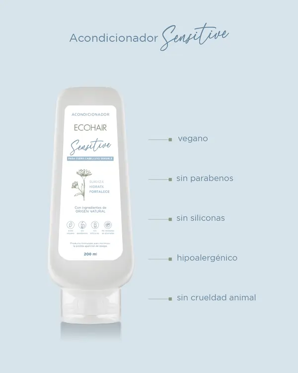 Acondicionador Sensitive ECOHAIR con ingredientes naturales