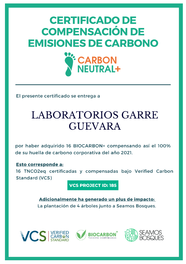Certificado de compensación de emisiones de carbono