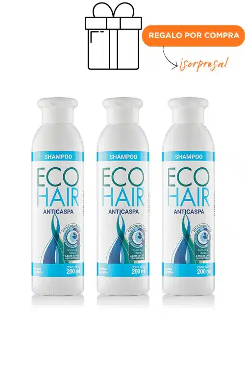 Kit 3 Shampoo Anticaspa ECOHAIR de 200ml + Regalo