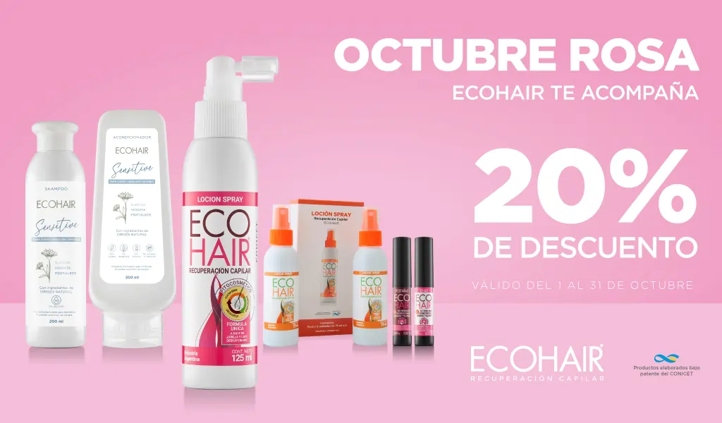 Octubre ROSA - 20% de descuento y 3 cuotas sin interés - ECOHAIR - 2025 - 1024x600